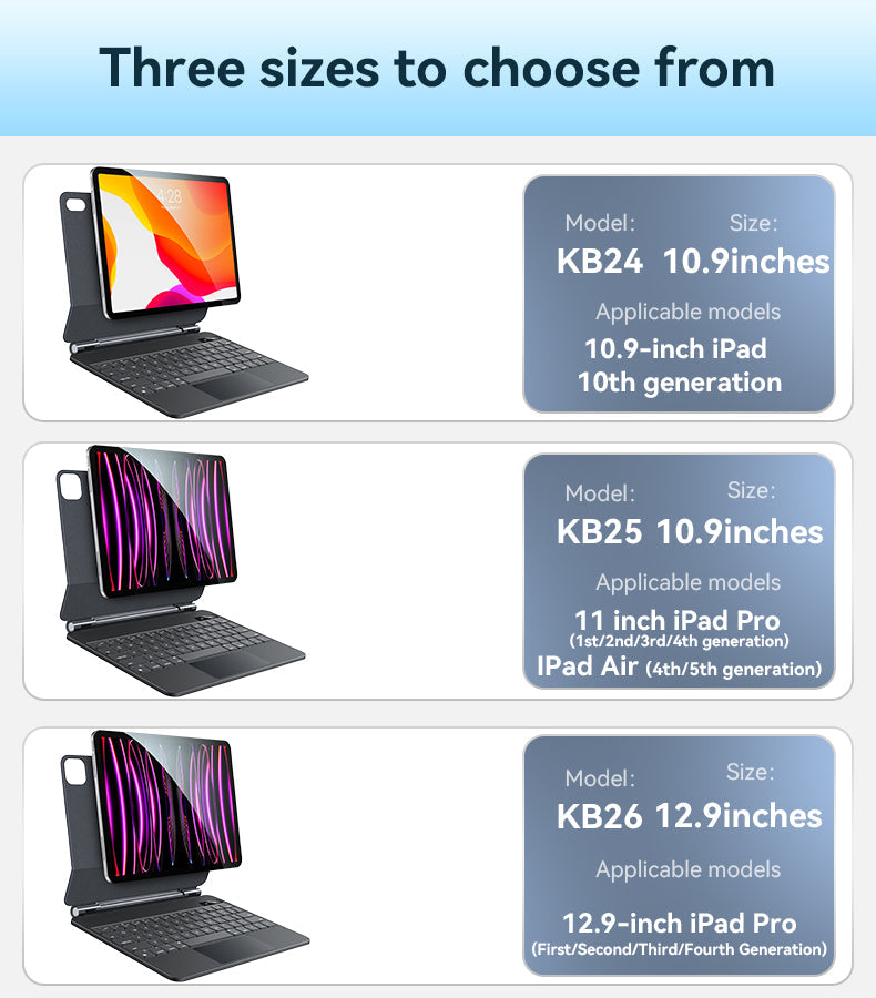 KB24/KB25/KB26 Yesido® IPad Smart Control Keyboard 10th Generation/ 11“/12.9“ Electrix Drive KB24/KB25/KB26