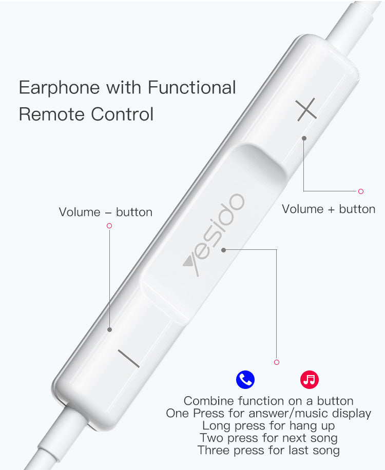 YH36 Yesido® Lightning port earphone (Original Chips) can directly use Electrix Drive YH36